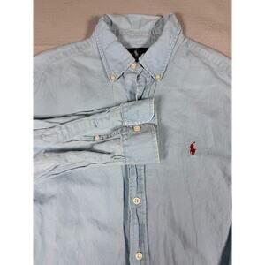 Ralph Lauren Classic Fit Linen Silk Blend Shirt Light Blue Men's Large